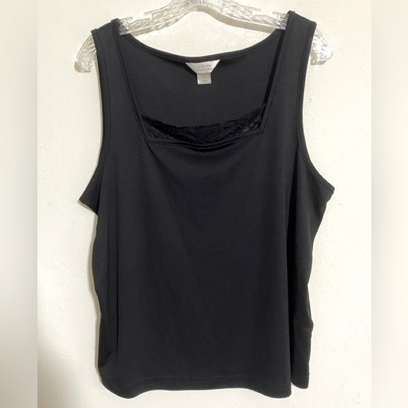 CJ Banks Christopher & Banks Size 1X Sleeveless Tank Top Black Sequins Lace Goth - Picture 1 of 11